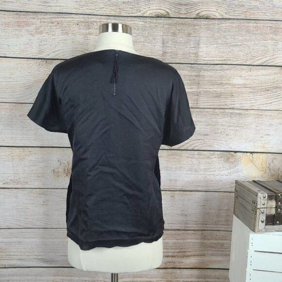 LOFT Short Sleeve Black Velvet Top Size Extra Small - Picture 2 of 4